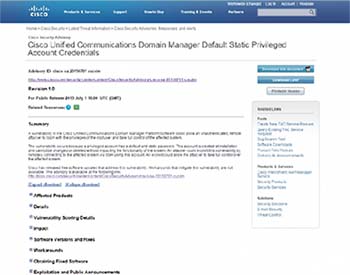 思科產品 CDM(通信域名管理器)存在漏洞 攻擊者可遠程入侵